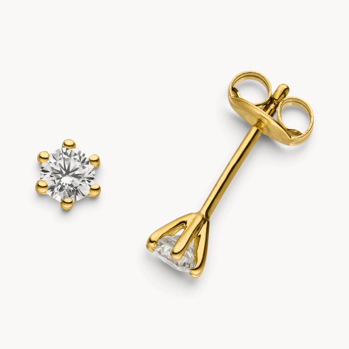 Ohrstecker in Gold mit Zirkonia, 6er-Krappenfassung