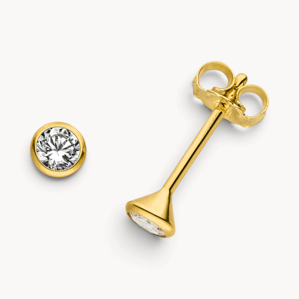 Ohrstecker in 333er Gelbgold mit Zirkonia, Zargenfassung