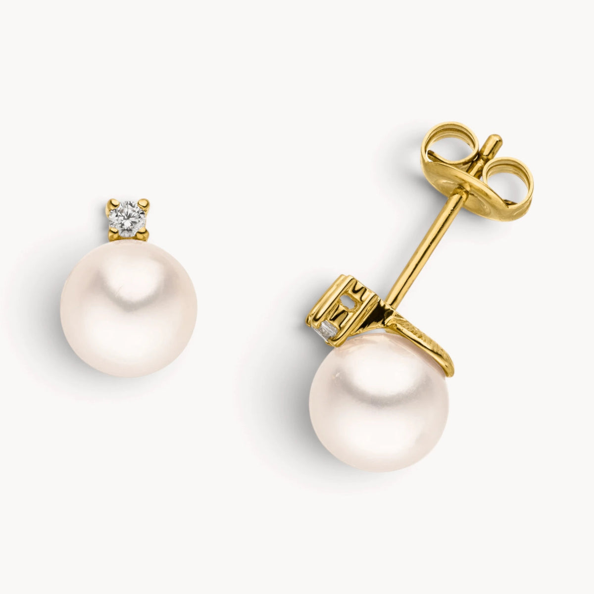 Ohrstecker in 585er Gold mit Zuchtperle &amp; Diamant