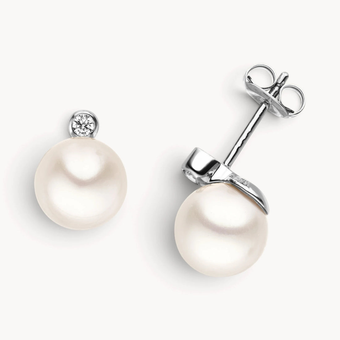 Ohrstecker in 333er Gold mit Zuchtperle &amp; Zirkonia