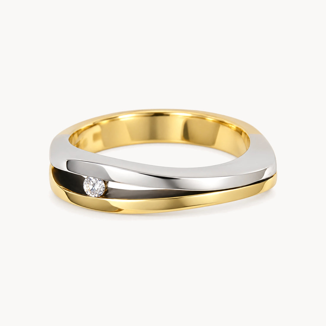 Damenring in 585er Gelb-/Weißgold mit Diamant