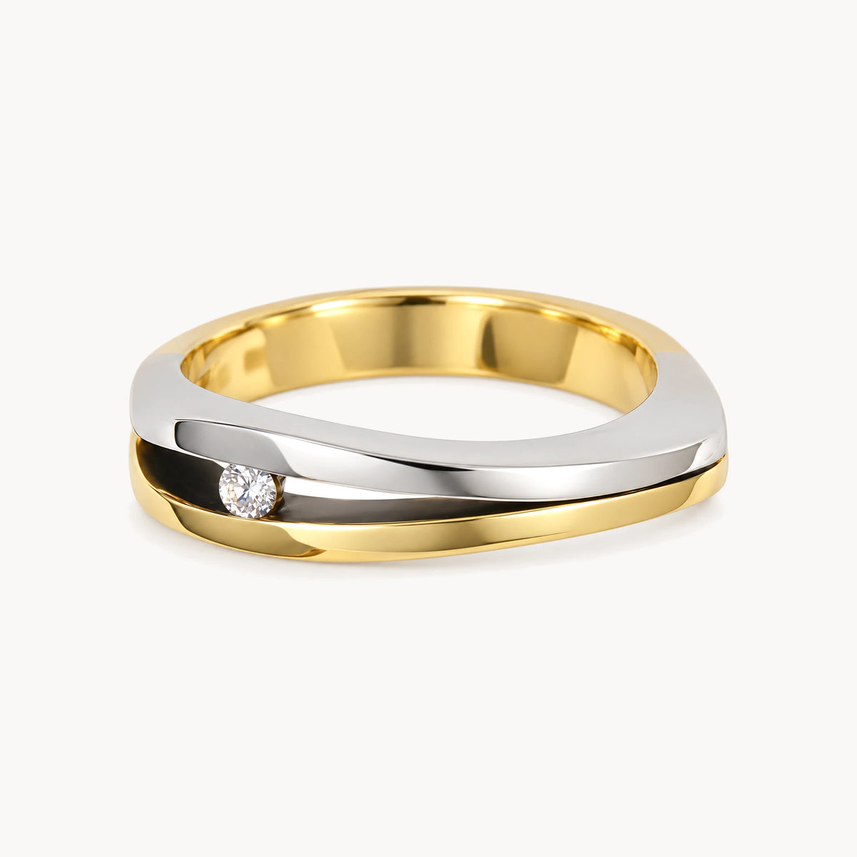 Damenring in 585er Gelb-/Weißgold mit Diamant