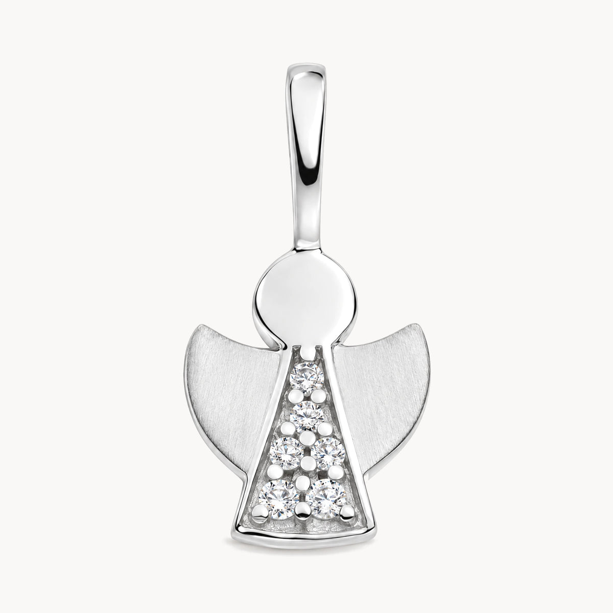 Engelanhänger mit Zirkonia in 925 Silber rhodiniert