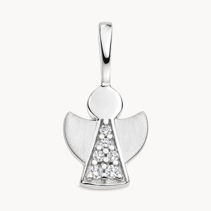Engelanhänger mit Zirkonia in 925 Silber rhodiniert