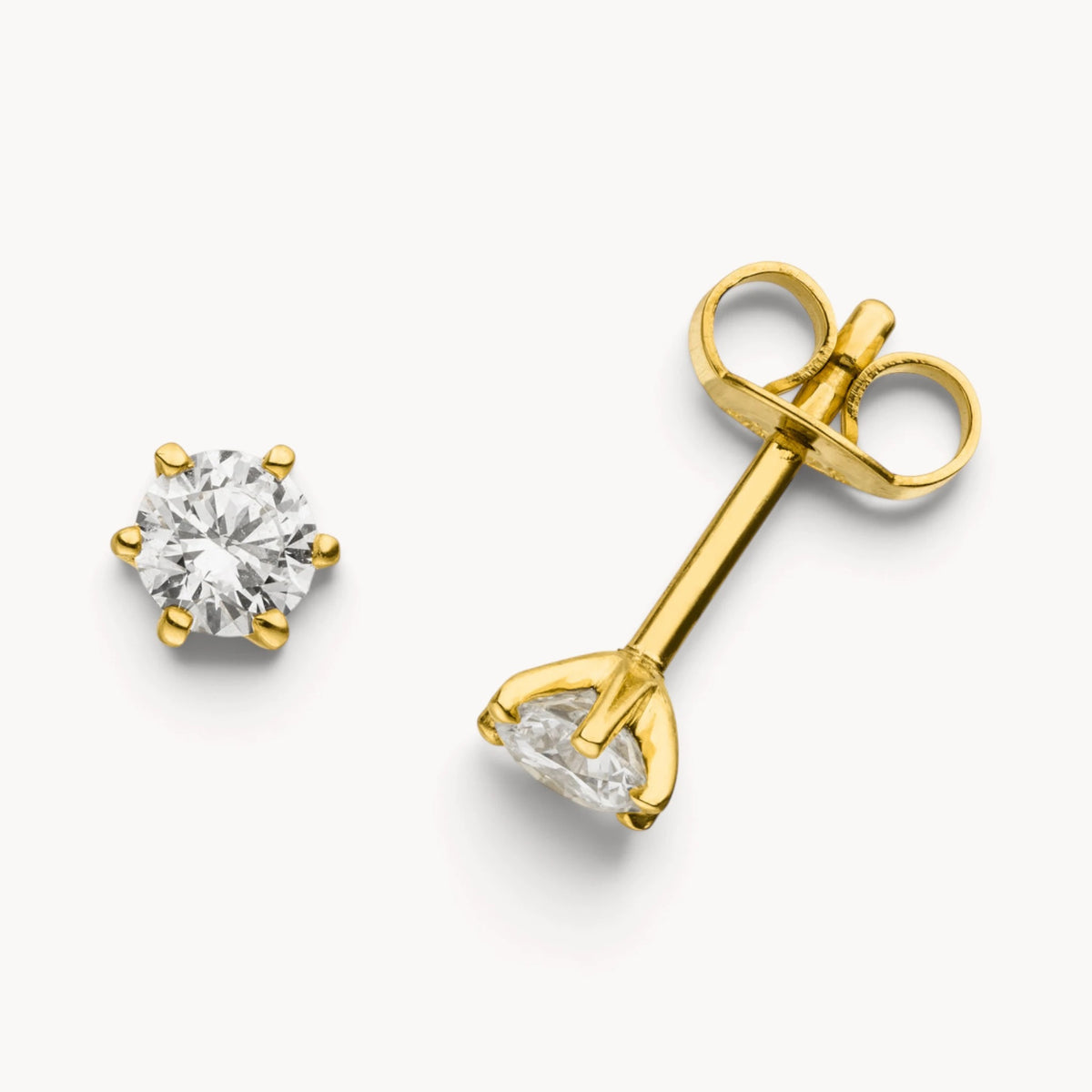 Ohrstecker in Gold &amp; Platin mit Diamant, 6er-Krappenfassung