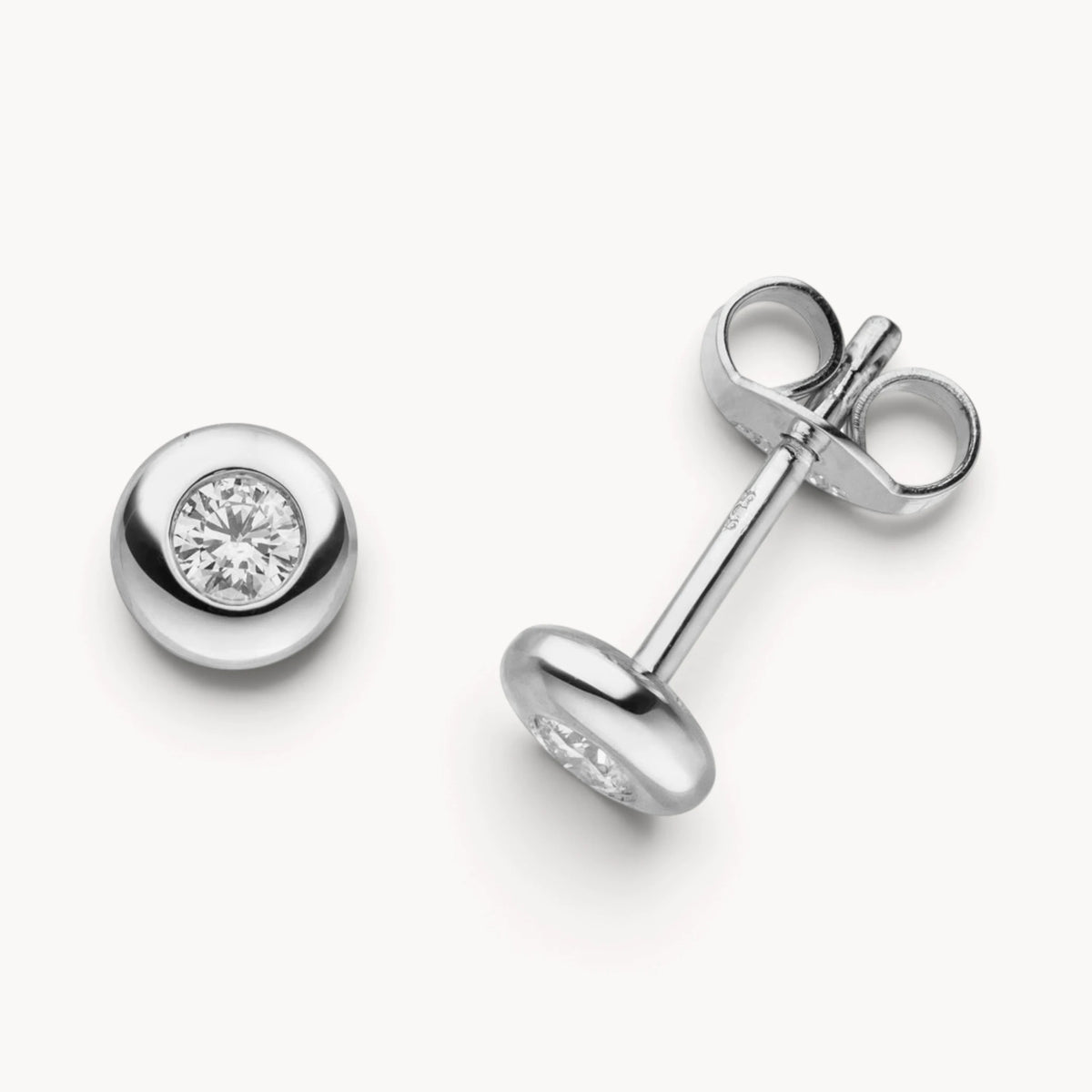 Ohrstecker in 585er Gold mit Diamant, Zargenfassung