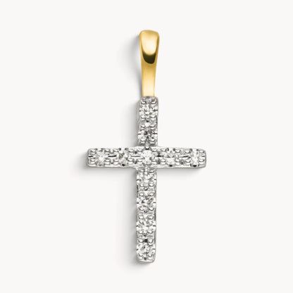 Kreuzanhänger in 585er Gold mit Diamant
