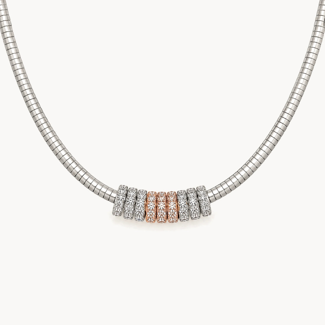 Collier in 925er Silber bicolor mit Zirkonia