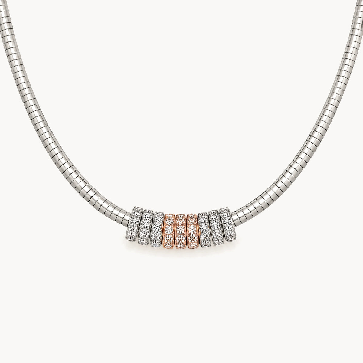 Collier in 925er Silber bicolor mit Zirkonia