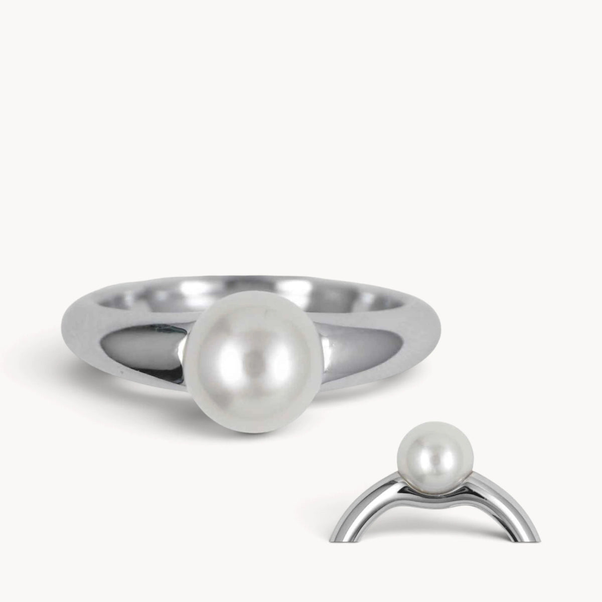 Damenring in 925er Silber rhodiniert mit Zuchtperle