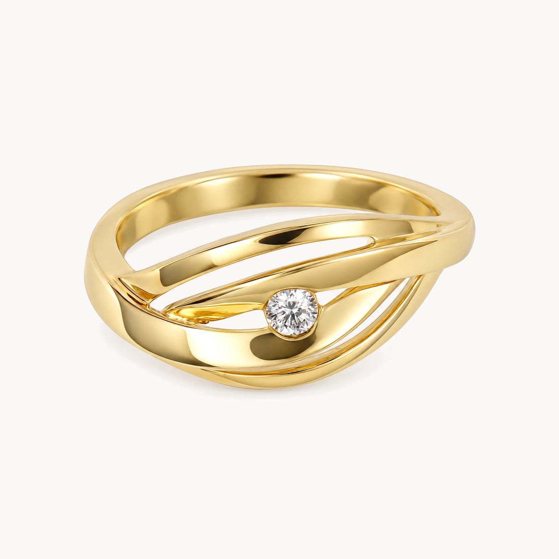 Damenring in 585er Gelbgold mit Diamant