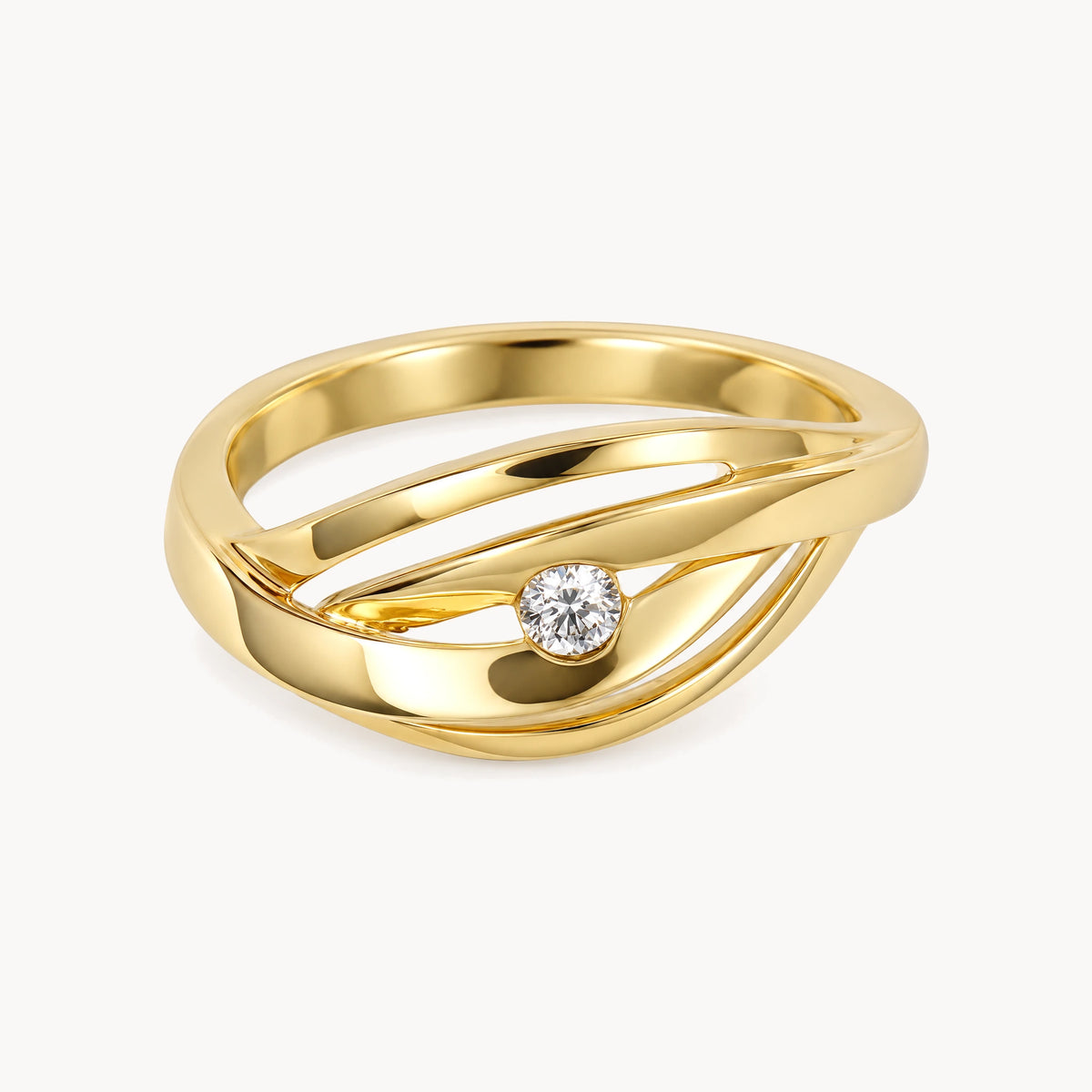 Damenring in 585er Gelbgold mit Diamant