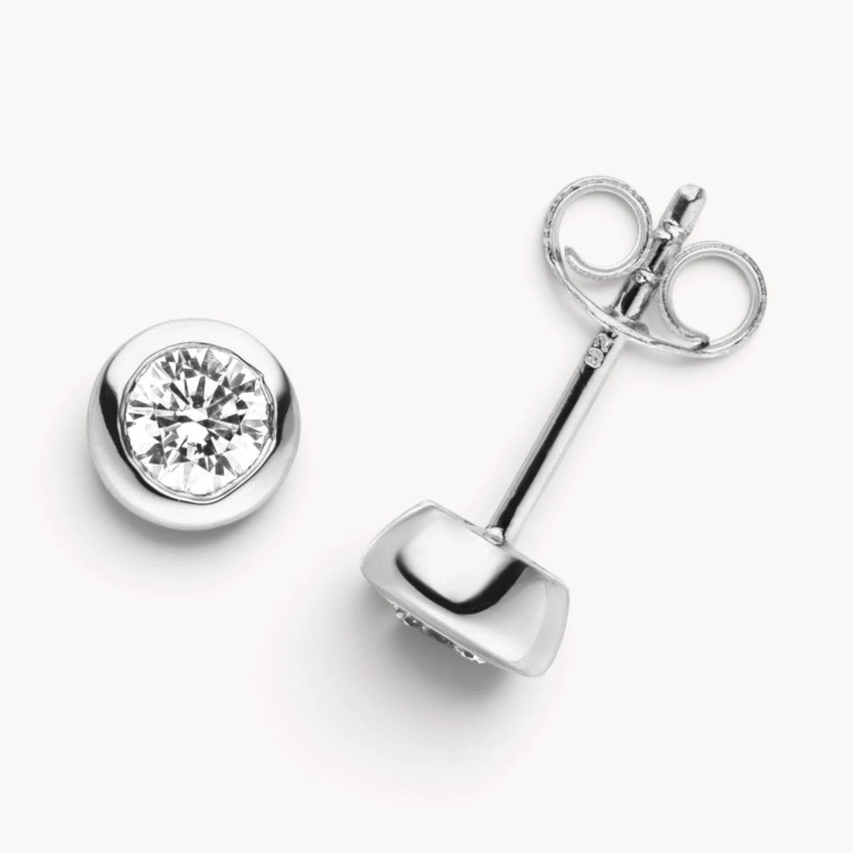 Ohrstecker in 925er Silber mit Zirkonia, Zargenfassung