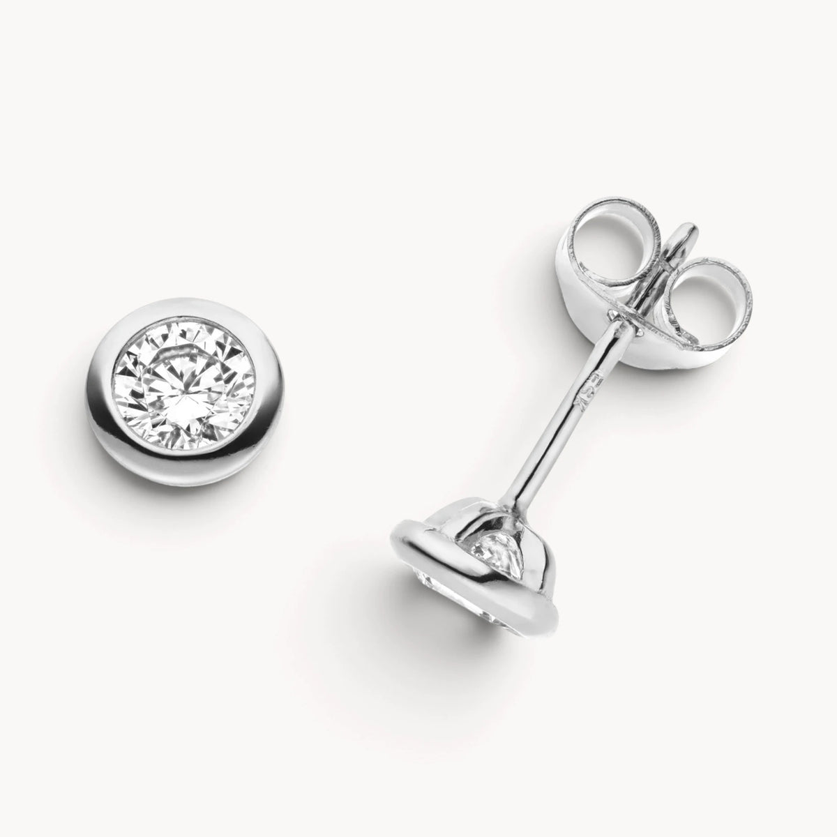 Ohrstecker in Gold mit Zirkonia, Zargenfassung