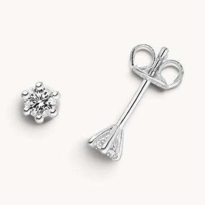 Ohrstecker in 925er Silber mit Zirkonia, 6er-Krappenfassung