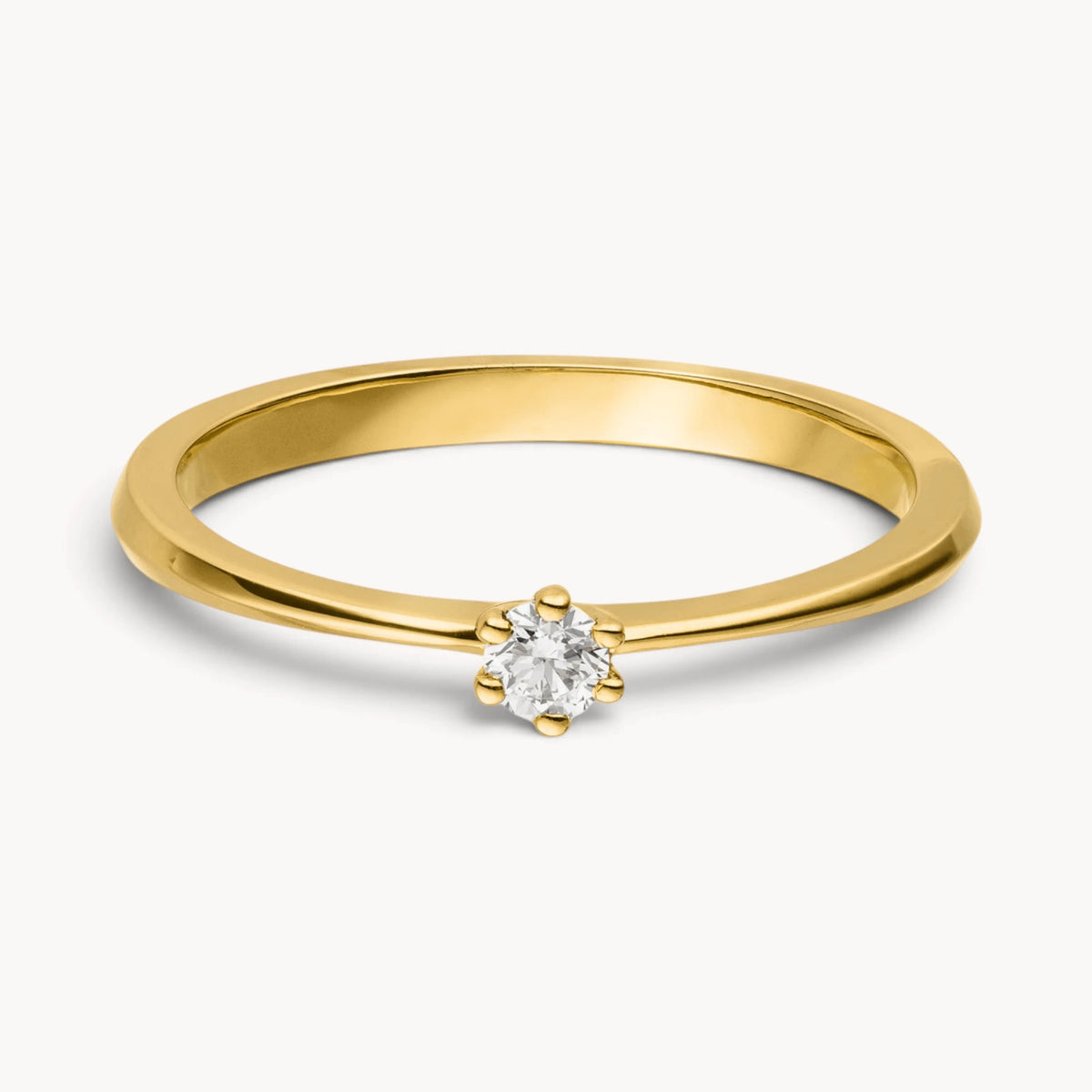 Solitärring in 585er Gold mit Diamant