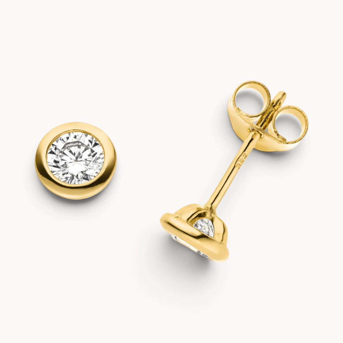 Ohrstecker in Gold mit Zirkonia, Zargenfassung