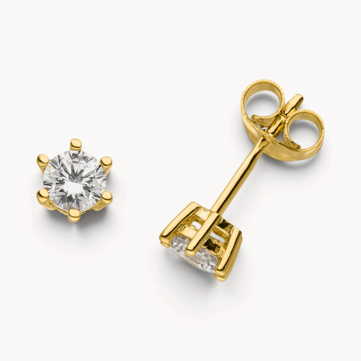 Ohrstecker in Gold mit Zirkonia, 6er-Krappenfassung