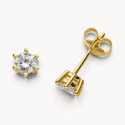 Ohrstecker in Gold mit Zirkonia, 6er-Krappenfassung