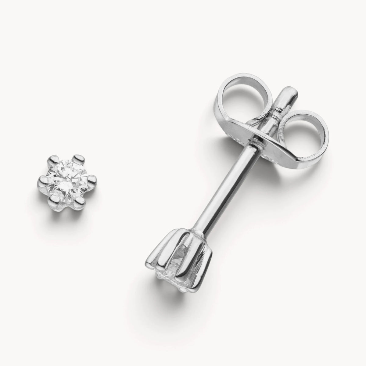 Ohrstecker in Gold &amp; Platin mit Diamant, 6er-Krappenfassung