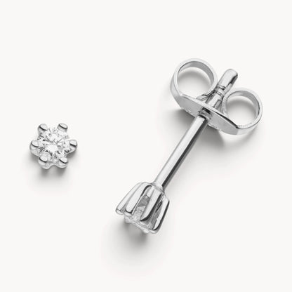 Ohrstecker in Gold &amp; Platin mit Diamant, 6er-Krappenfassung
