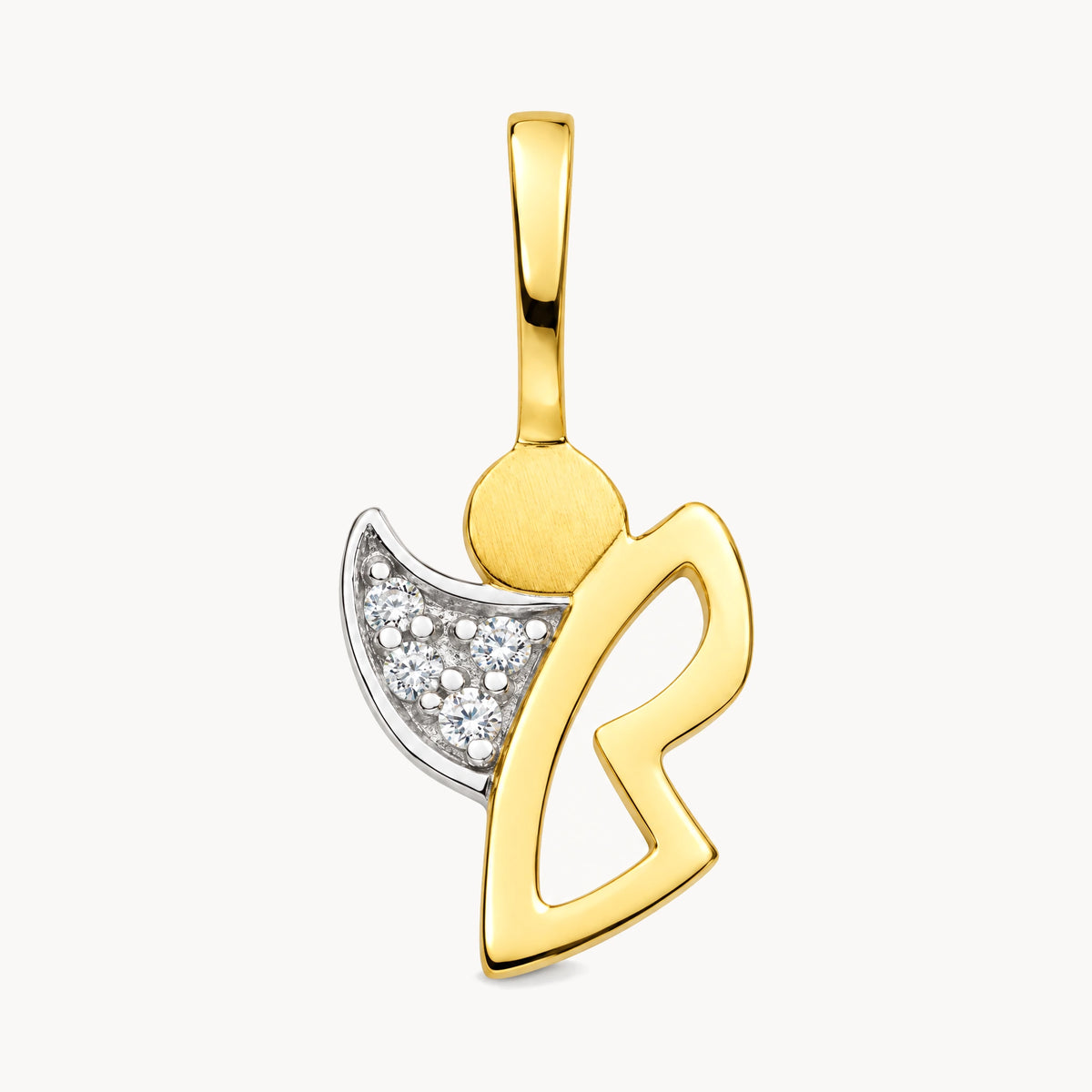 Engelanhänger mit Zirkonia in 333 Gelbgold