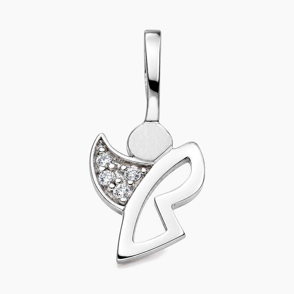 Engelanhänger mit Zirkonia in 925 Silber rhodiniert