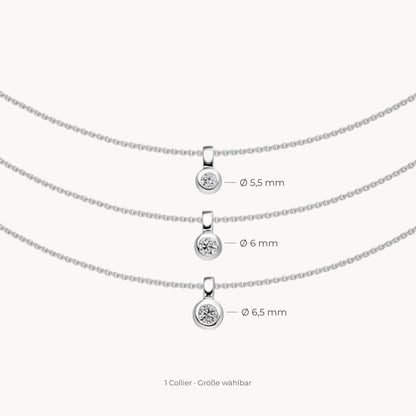 Collier in 925er Silber rhodiniert mit Zirkonia – Größe 5,5 / 6 / 6,5 mm