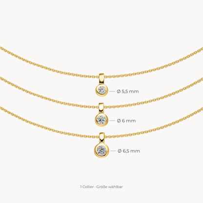 Collier in 925er Silber gelbvergoldet mit Zirkonia – Größe 5,5 / 6 / 6,5 mm