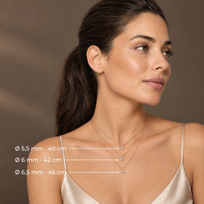 Collier in 925er Silber rosévergoldet mit Zirkonia – Größenvergleich 5,5 / 6 / 6,5 mm mit Kettenlänge 40 / 42 / 45 cm