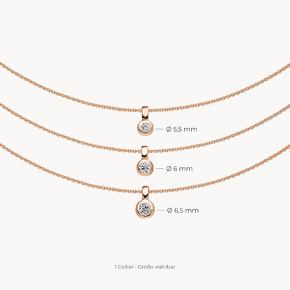 Collier in 925er Silber rosévergoldet mit Zirkonia – Größe 5,5 / 6 / 6,5 mm