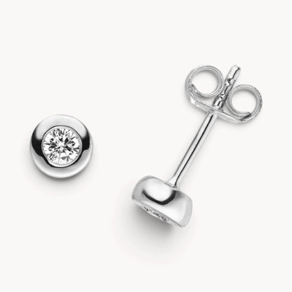 Ohrstecker in 925er Silber mit Zirkonia, Zargenfassung