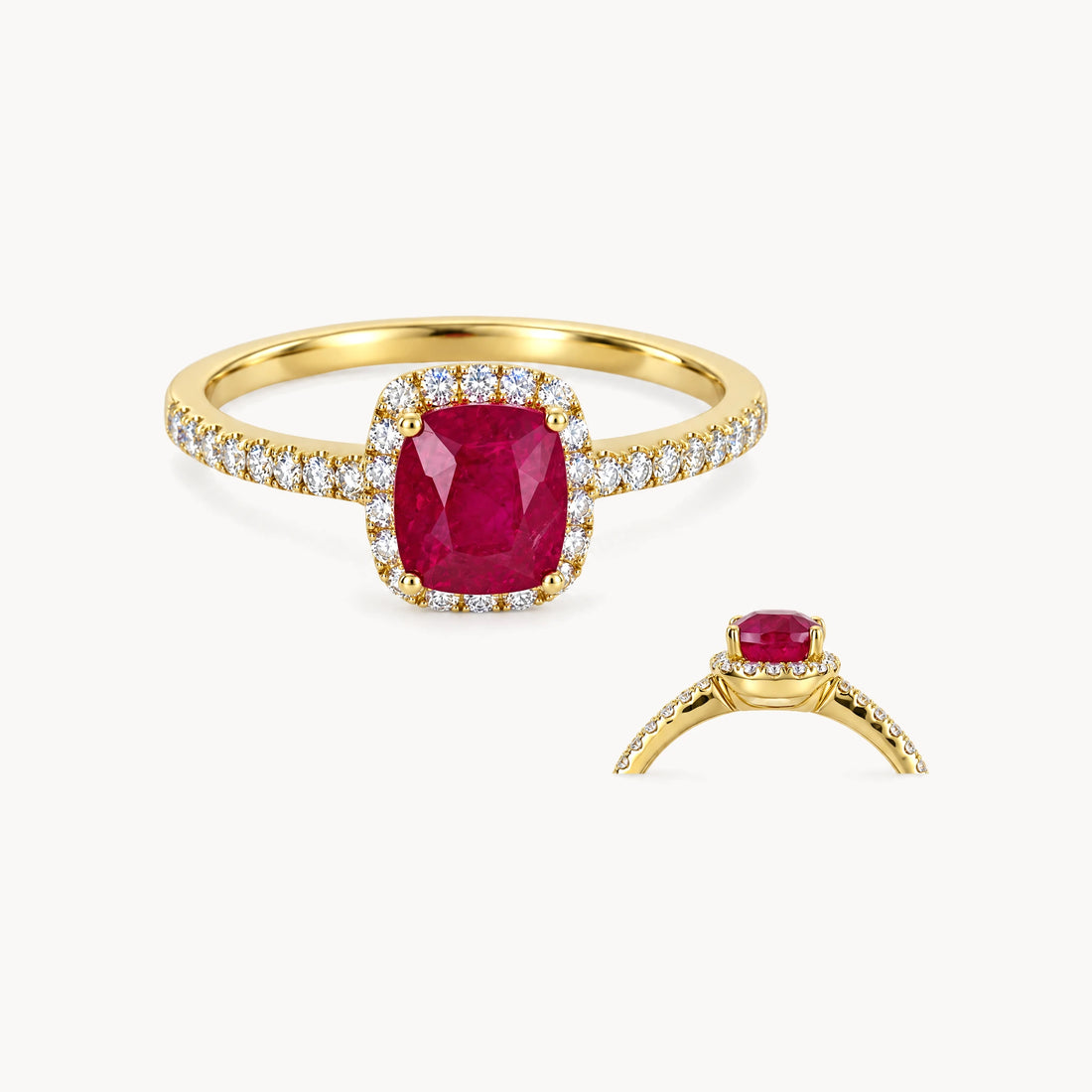 Damenring in 750er Gelbgold mit Rubin &amp; Diamant