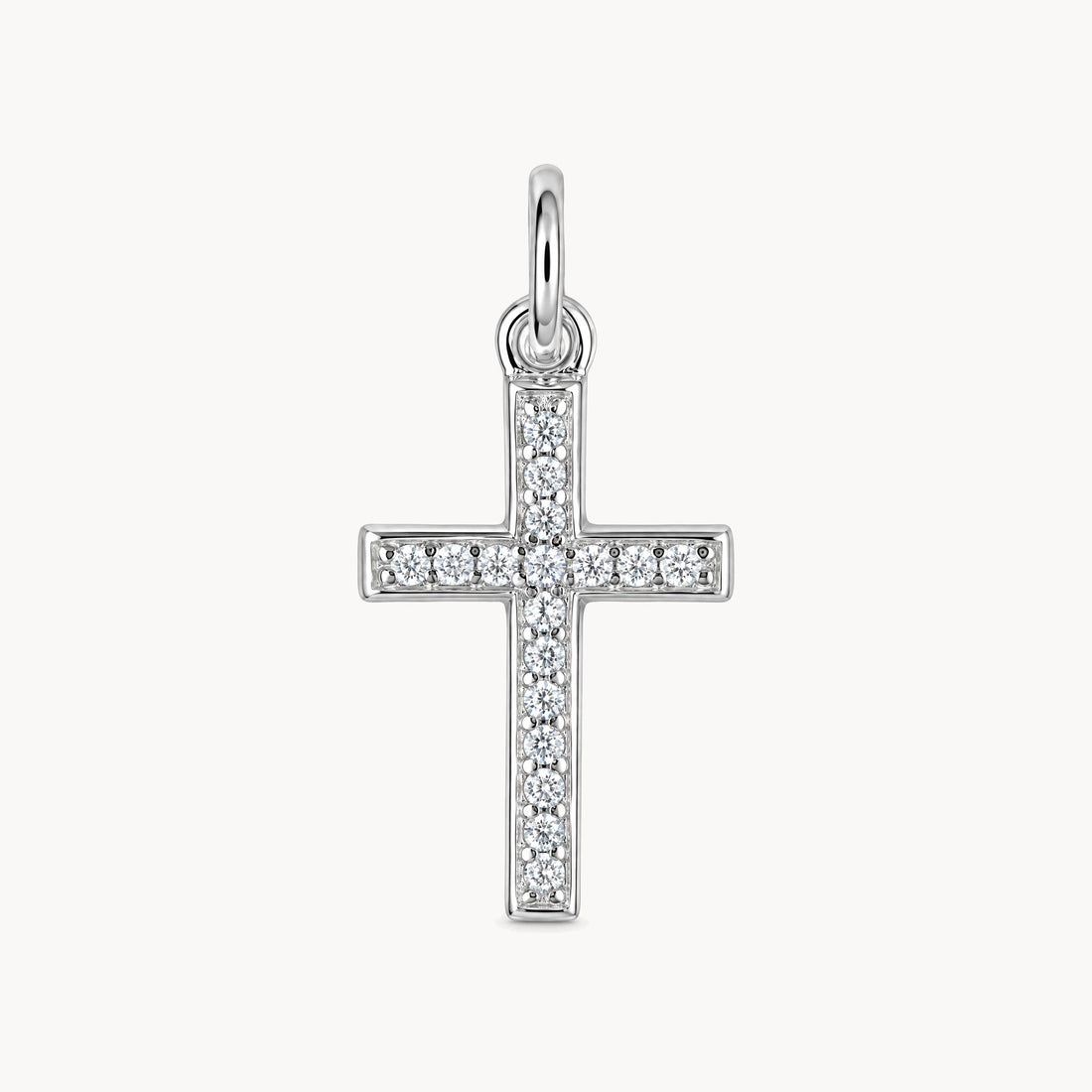 Kreuzanhänger in 925er Silber rhodiniert mit Zirkonia