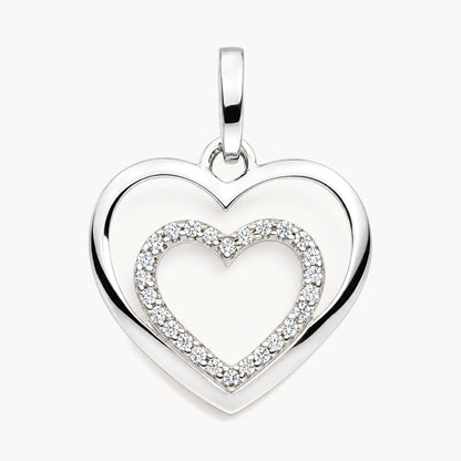 Herzanhänger mit Zirkonia in 925 Silber rhodiniert