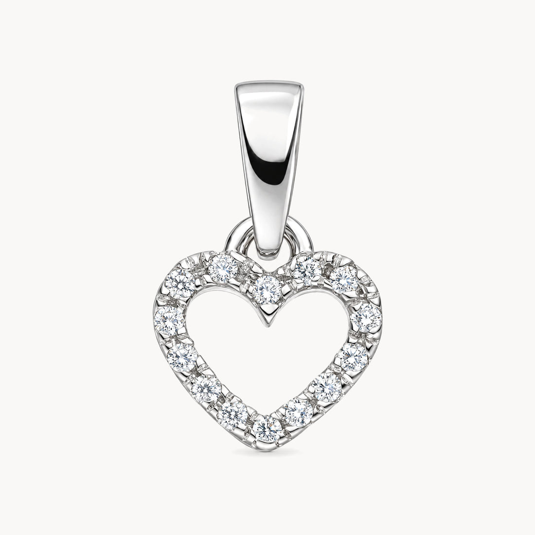 Herzanhänger in 925er Silber rhodiniert mit Zirkonia