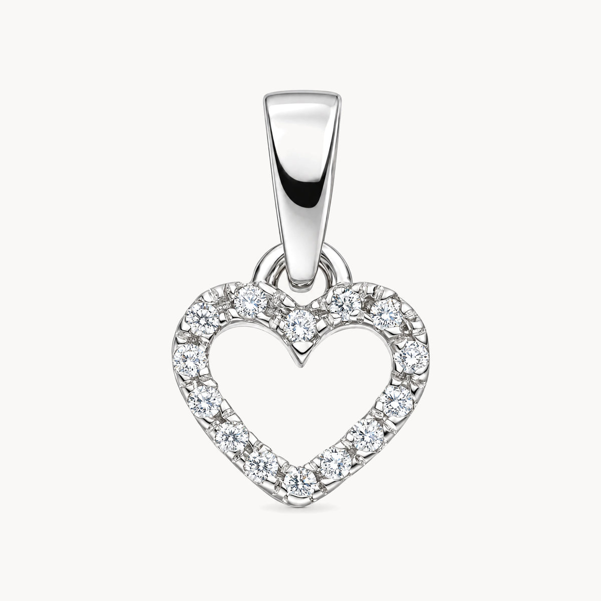 Herzanhänger in 925er Silber rhodiniert mit Zirkonia