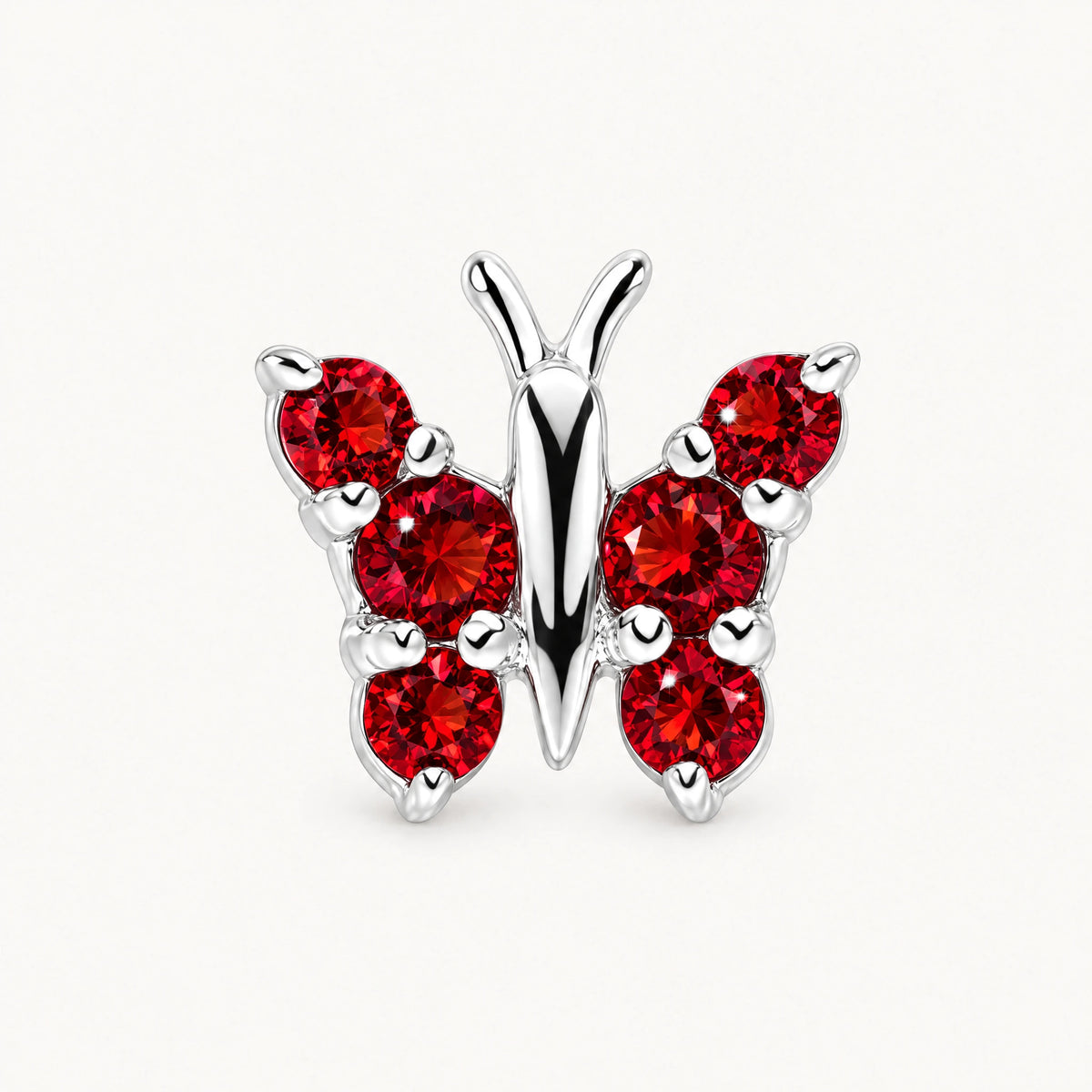 Ohrstecker „Schmetterling“ in 925er Silber rhodiniert mit gefärbtem Zirkonia – rot