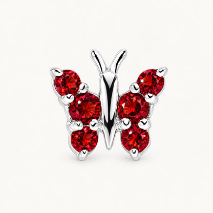 Ohrstecker „Schmetterling“ in 925er Silber rhodiniert mit gefärbtem Zirkonia – rot