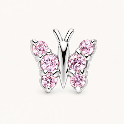 Ohrstecker „Schmetterling“ in 925er Silber rhodiniert mit gefärbtem Zirkonia – rosa