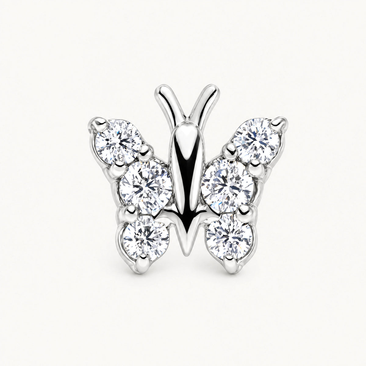 Ohrstecker „Schmetterling“ in 925er Silber rhodiniert mit gefärbtem Zirkonia – weiß