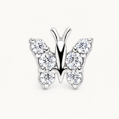 Ohrstecker „Schmetterling“ in 925er Silber rhodiniert mit gefärbtem Zirkonia – weiß
