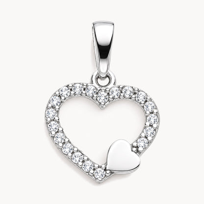 Herzanhänger mit Zirkonia in 925 Silber rhodiniert