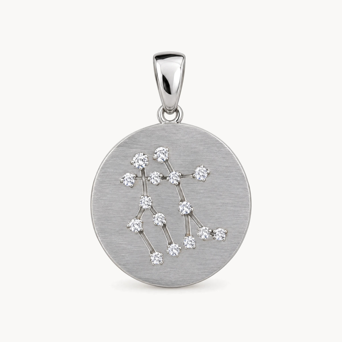 Sternzeichenanhänger in 925er Silber rhodiniert mit Zirkonia – Sternzeichen Zwillinge