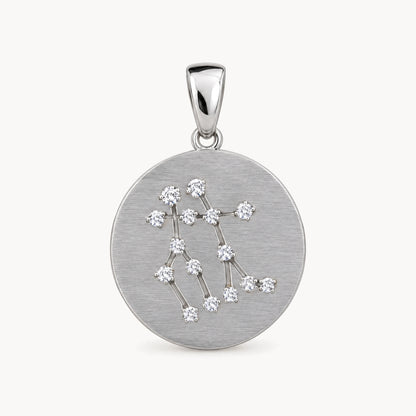 Sternzeichenanhänger in 925er Silber rhodiniert mit Zirkonia – Sternzeichen Zwillinge