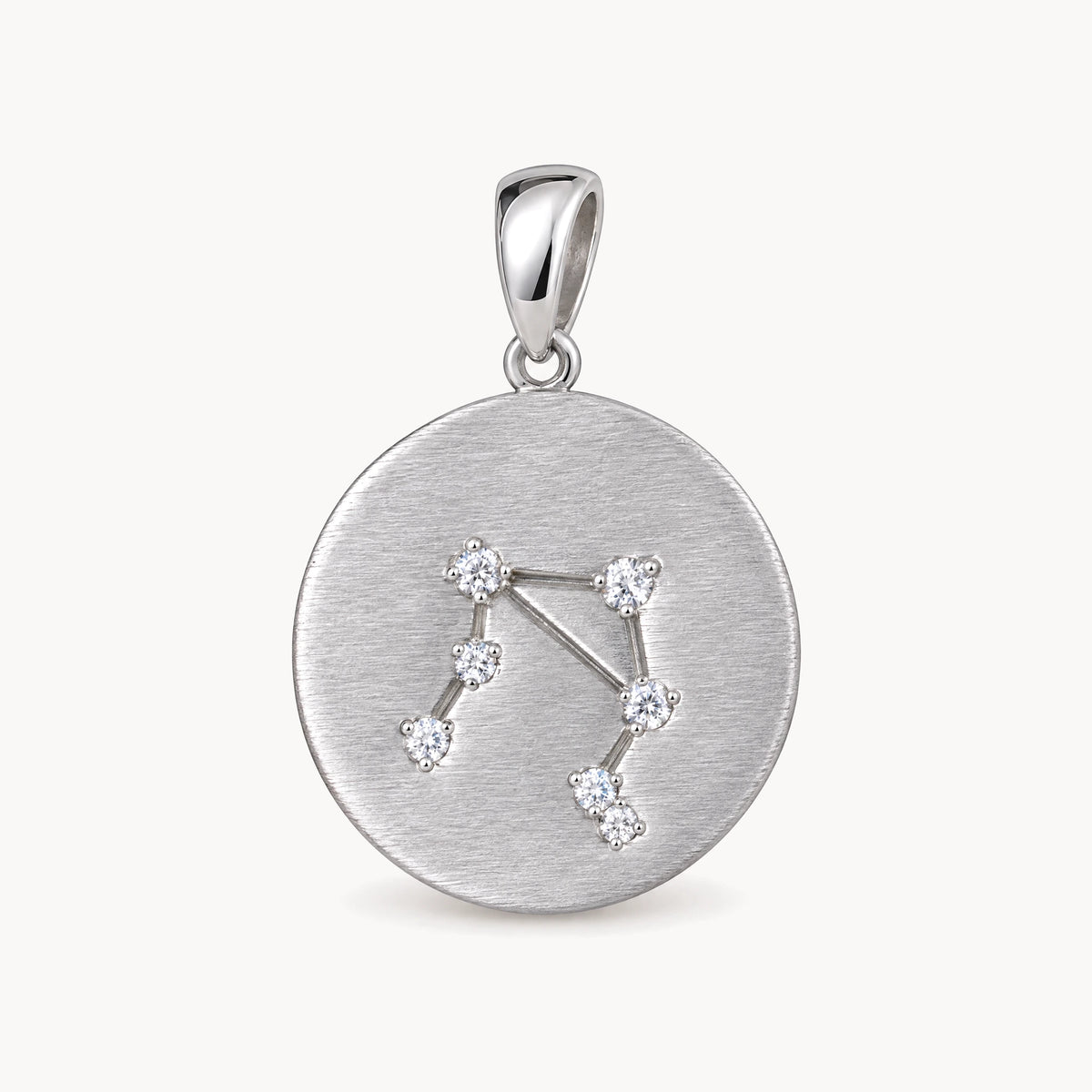 Sternzeichenanhänger in 925er Silber rhodiniert mit Zirkonia – Sternzeichen Waage