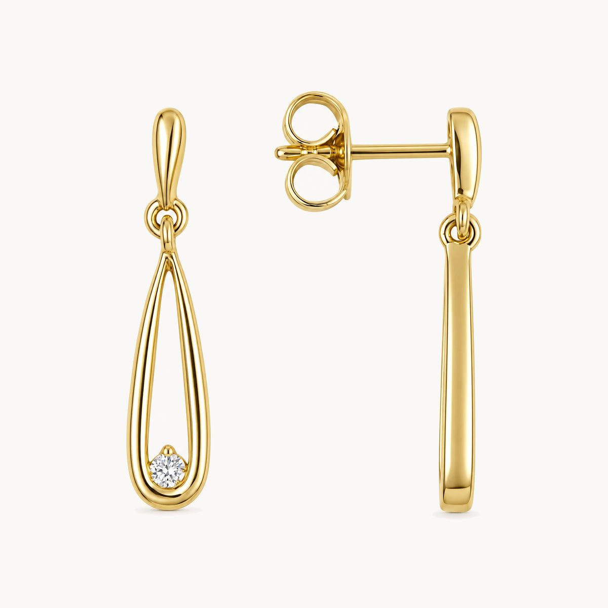 Ohrhänger in 585er Gelbgold mit Diamant