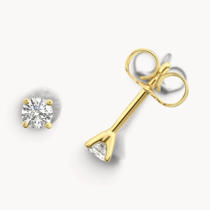 Ohrstecker in Gold &amp; Platin mit Diamant, 4er-Krappenfassung