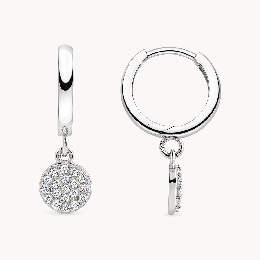 Creole in 925er Silber rhodiniert mit Zirkonia