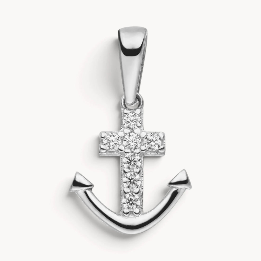 Glücksanhänger „Anker“ in Gold &amp; Silber mit Zirkonia